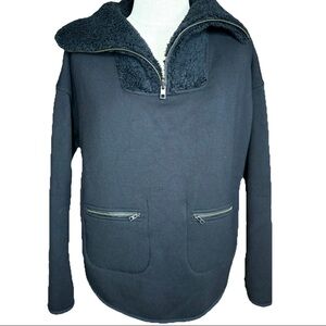 Athleta Black Nirvana Sherpa Fleece Reversible Pullover